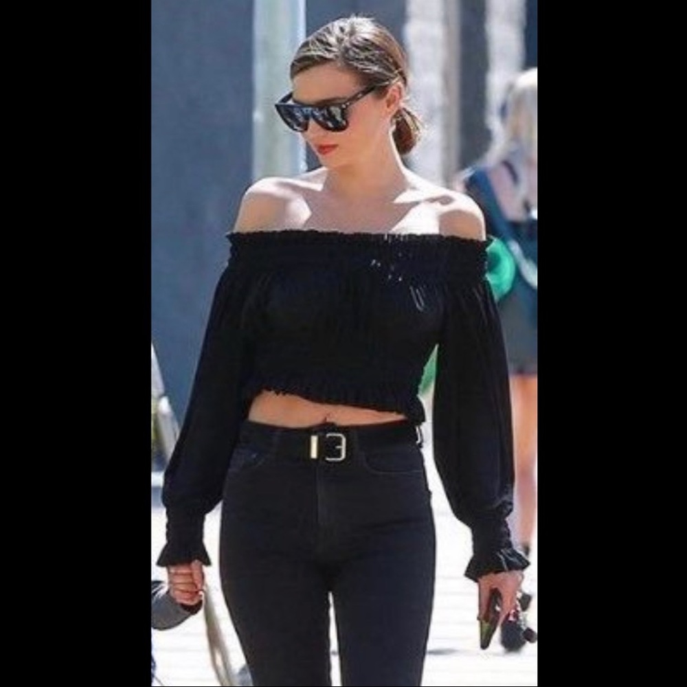 NWOT Norma Kamali OMO Cropped Peasant Top
